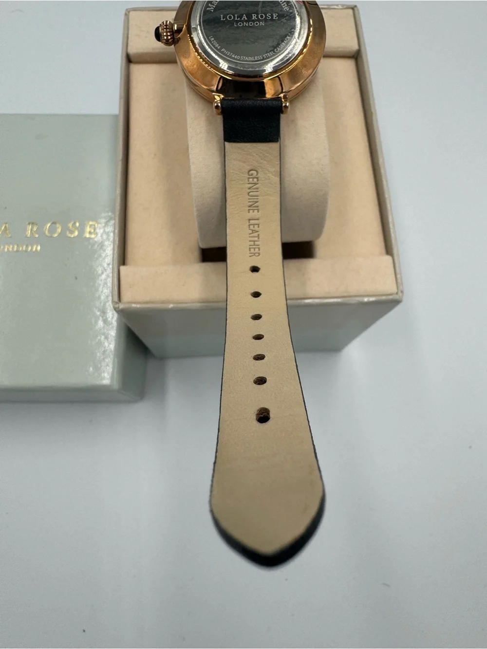 Beautiful Lola Rose Green Dial/ Rose Gold Roman Numeral & black leather strap